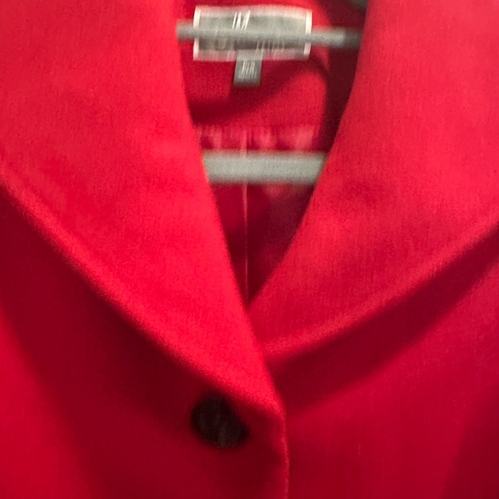 JM Collection Vibrant Red Pea Coat - Picture 4 of 5